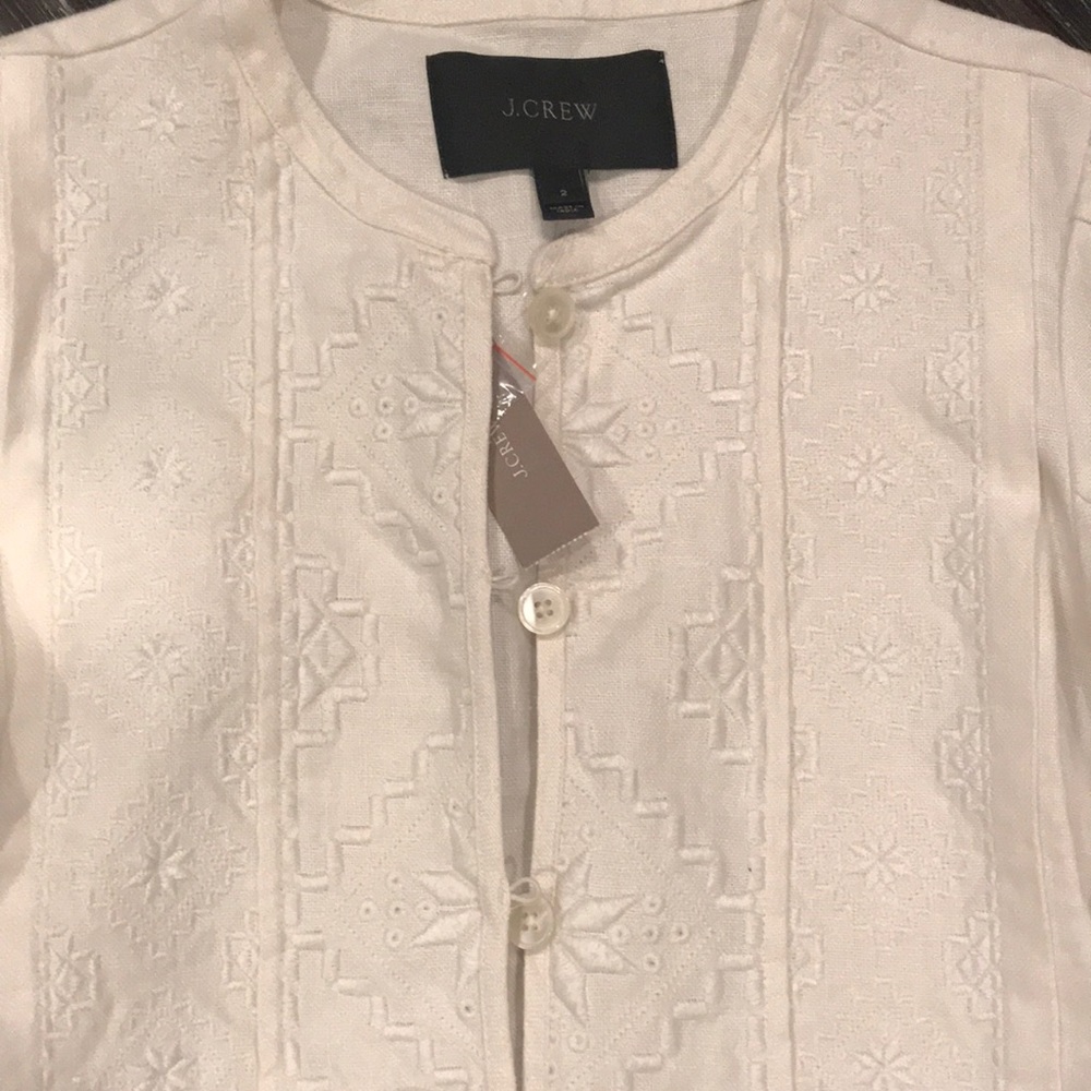 J Crew Linen Embroidered Jacket - Picture 7 of 7